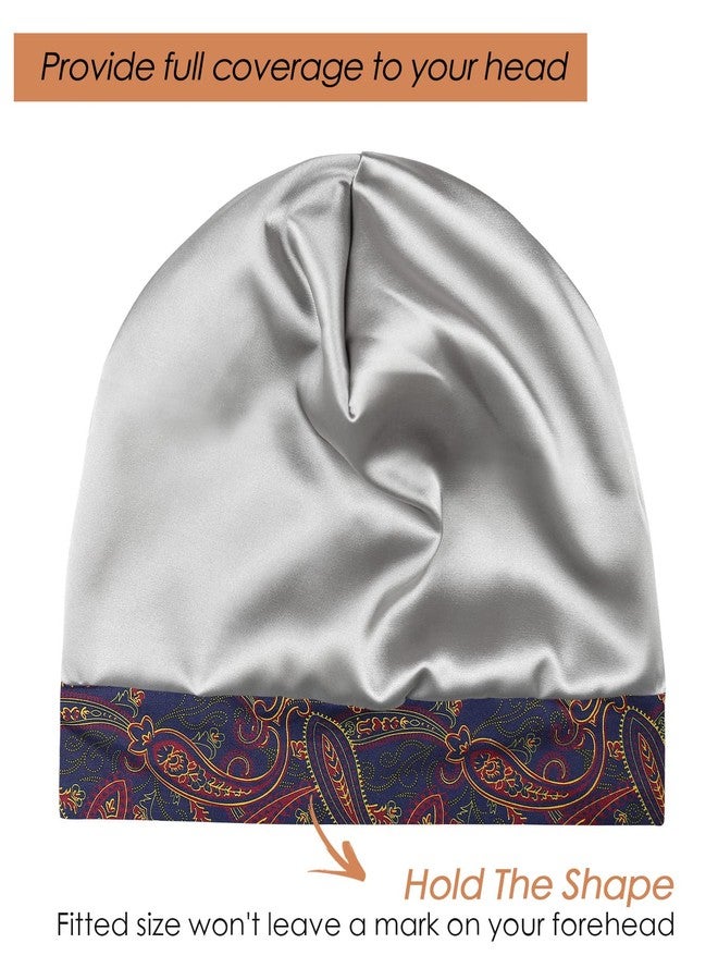 FocusCare Sleep Slouchy Headwear for Frizzy Women Curly Hair Satin Cap Stripe Black Yellow - Image 2
